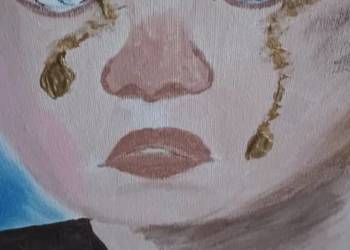 obraz realistyczny-Płaczący Chłopiec z łzami spływającymipo policzkach