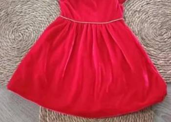 Sukienka czerwona elegancka z weluru krótki rękaw