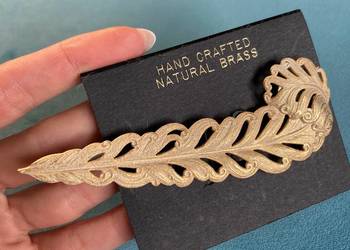 Nowa złota duża połyskująca broszka liść vintage Nowa złota duża połyskująca broszka liść vintage