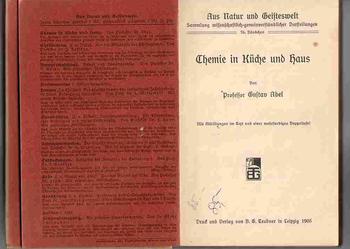 (644) CHEMIE IN KUCHE UND HAUS - GUSTAV ABEL VERLAG VON B. LEUBNER IN LEIPZIG 1905 ROK