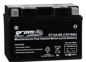 Akumulator motocyklowy GROM GT12A-BS 12V 9.5Ah 180A L+