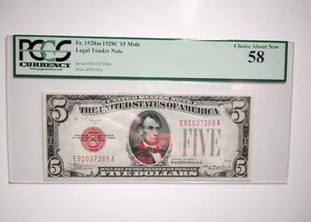 Banknot USA 5 $ 1928C PCGS 58