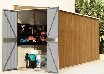 Domek narzędziowy na ścianę brązowa 118x382x178 cm ocynkowana stal