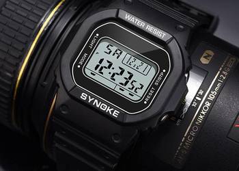 Zegarek elektroniczny cyfrowy LED Synoke wodoszczelny WR50