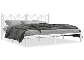Łóżko Metalowe Białe Rama Łóżka Ze Stelażem Biała 200x200 cm WM-376184