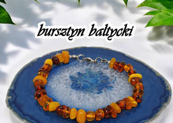 Bransoletka z bursztynu, bursztyn bałtycki baroczek koniak antyk #243 Bransoletka z bursztynu, bursztyn bałtycki baroczek koniak antyk #243