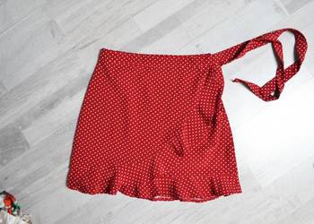 Nasty Gal spódniczka czerwona w kropki groszki falbanka S