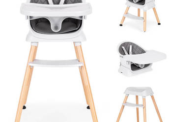 Fotelik krzesełko do karmienia dzieci 6w1 pikowane poszycie tacka szary EC…