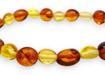 Bransoletka z bursztynu, BURSZTYN bałtycki fasolka cytryna koniak #878