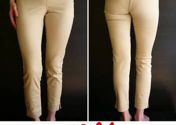 spodnie xs 34 rurki h&m beżowe zamek zip suwak