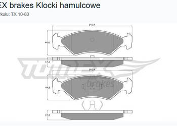 Klocki hamulcowe TX10-83 WVA 21202 FORD FIESTA KA COURIER oś przednia 2szt.