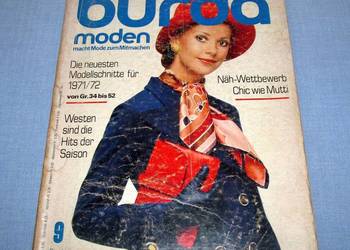 Burda Moden 9/1971 magazyn mody + wykroje Vintage Original