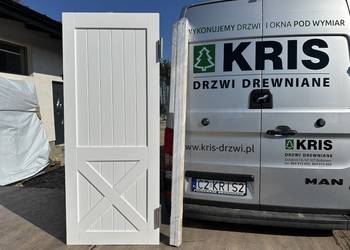 Drzwi drewniane WAHADŁOWE BIAŁE OD RĘKI CAŁA POLSKA 92X205