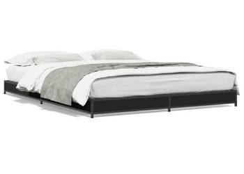Łóżko Metalowe Czarne Rama Łóżka Ze Stelażem 135x190 cm WM-845161