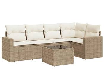 vidaXL 6-cz. zestaw mebli ogrodowych z poduszkami, beżowy(SKU:3218928)