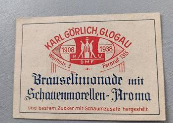 Stara Etykieta Lemoniada Glogau Głogów