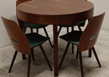 stół okrągly PRL  vintage fornir orzech do salonu