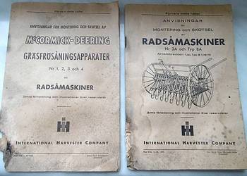 Instrukcja, katalog siewnik rolniczy 1946, 1949 po szwedzku