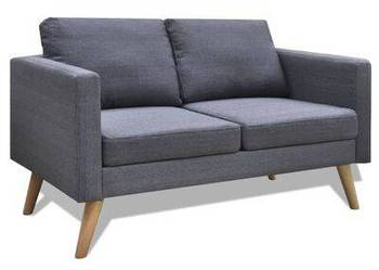 vidaXL Sofa 2-osobowa, materiałowa, ciemnoszara(242220)