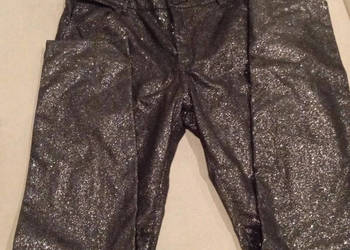 Spodnie H&M Damskie Świecące Czarne Rurki 40