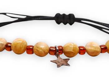 Bransoletka z bursztynu, bursztyn bałtycki mleko, na sznurku #888