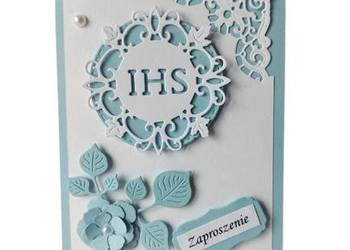 ZAPROSZENIA KOMUNIA CHŁOPIEC IHS W OKRĘGU C6 BŁĘKIT - BIEL