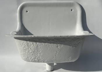 STARY ZLEW ŻELIWNY - PŁASKI, SZEROKI RANT - UNIKAT