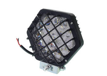 LAMPA ROBOCZA LEDOWA SZEŚCIOKĄTNA, 16 LED Z KRATKĄ, 12-36V, 137X124X65