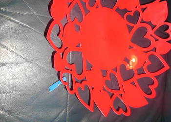 Serca  33cm Nowa  patera  + 2 deski do krojenia  Sowa czerwona i czarna