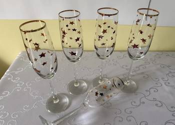 Kieliszki do Szampana 200 ml Złote Gwiazdki Vintage  Zestaw 5 szt