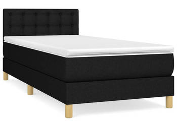 Łóżko kontynentalne z materacem czarne tkanina 90x190 cm WM-3140899
