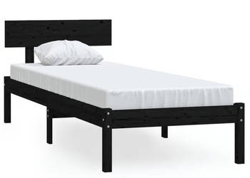 Rama łóżka czarna lite drewno sosnowe pojedyncza 90x190 cm WM-810116