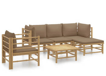 6-cz. zestaw mebli do ogrodu poduszki w kolorze taupe bambus WM-3155115