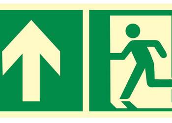 Naklejka BHP wyjście ewakuacyjne (w górę) AAE100