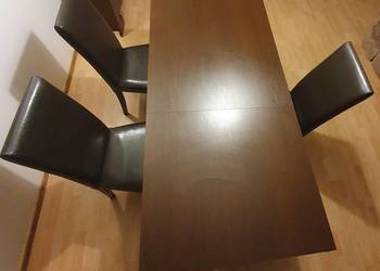 Stół rozkładany 140-180 szerokość 80 cm kolor wenge plus 3 krzesła