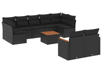 10-cz. zestaw wypoczynkowy do ogrodu poduszki czarny rattan PE WM-3226293