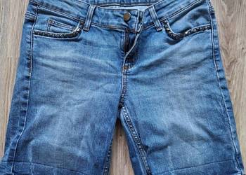Krótkie spodenki szorty jeansowe z ćwiekami 38 bermudy