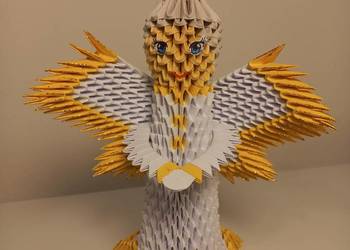 Uroczy złoty Anioł - prezent dekoracja rękodzieło origami