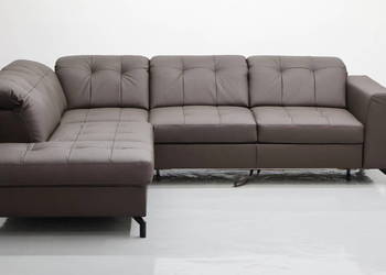 TLK SKÓRA NATURALNA NAROŻNIK funkcja spania SOFA kanapa brązowa salon