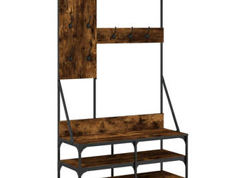 Wieszak na ubrania z miejscem na buty opalany dąb 100x40x184 cm WM-837854