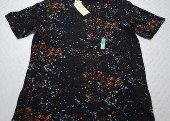 Koszulka, krótki rękaw, T-shirt, Reserved, XL, czarna, wzory, krople farby