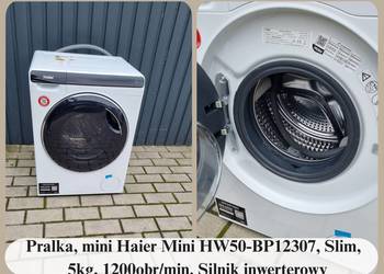 Pralka Slim Haier Mini, 5kg 1200obr/min, Silnik inwerterowy, Prog. 15 min