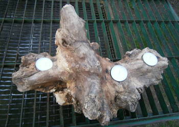 korzeń drewniany,świecznik tealight.