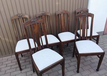 Krzesła Dębowe Wysokie Politura Stare Antyk Komplet 6 Po Renowacji Okazja.