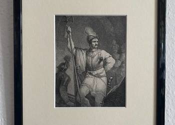 Michał Płoński(1778-1812) Rycerz w zbroi, akwaforta.