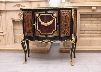 Królewska Komoda Barek Boulle - Liczne Zdobienia Drewno + Brąz - UNIKAT