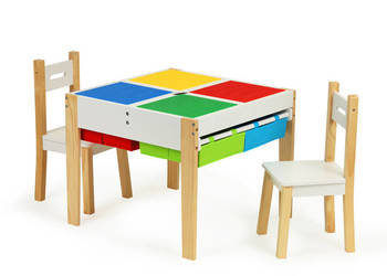 Drewniane meble dla dzieci zestaw stół + 2 krzesła ECOTOYS