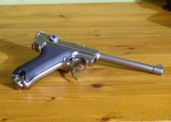 Replika pistoletu parabellum luger P08 WW CHROME wersja 6cali