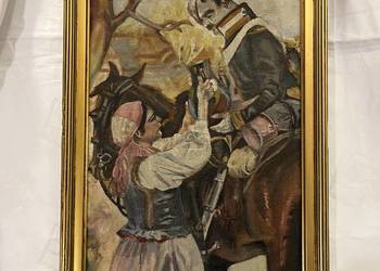 Obraz ,,Ułan pijący wodę", Jerzy Kossak (1886-1955)