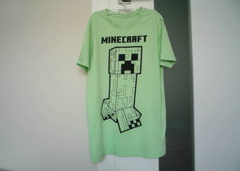Guppy 146/152 Zielona Miętowo-seledynowa koszulka Minecraft